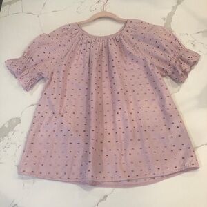 Universal Thread Womens Balloon Sleeve Eyelet Blouse Top Sz M Pink Puff Sleeve